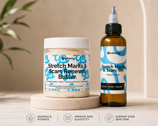 Glowsbyniffy Stretch Marks & Scars Essential Duo SMALL BUNDLE (120ml Oil + 200g Body Butter)